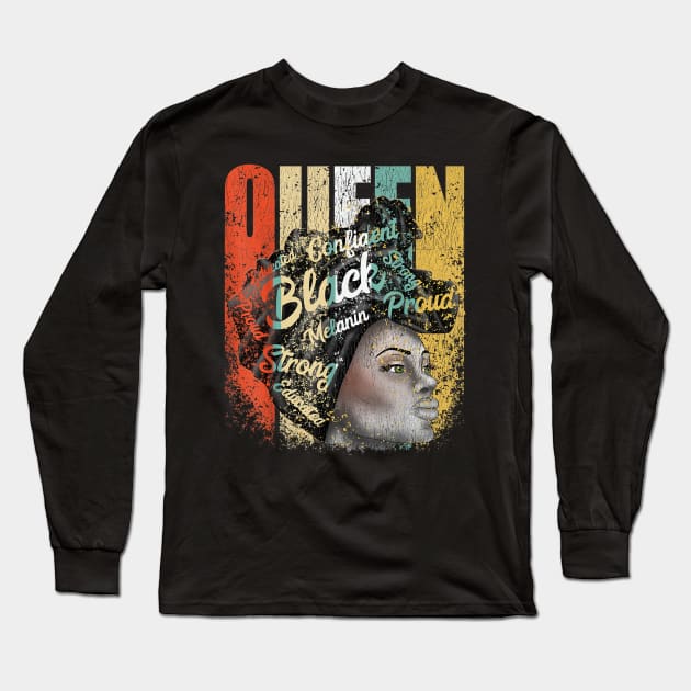 African American Educated Strong Black Woman Queen Long Sleeve T-Shirt by Carmenshutter